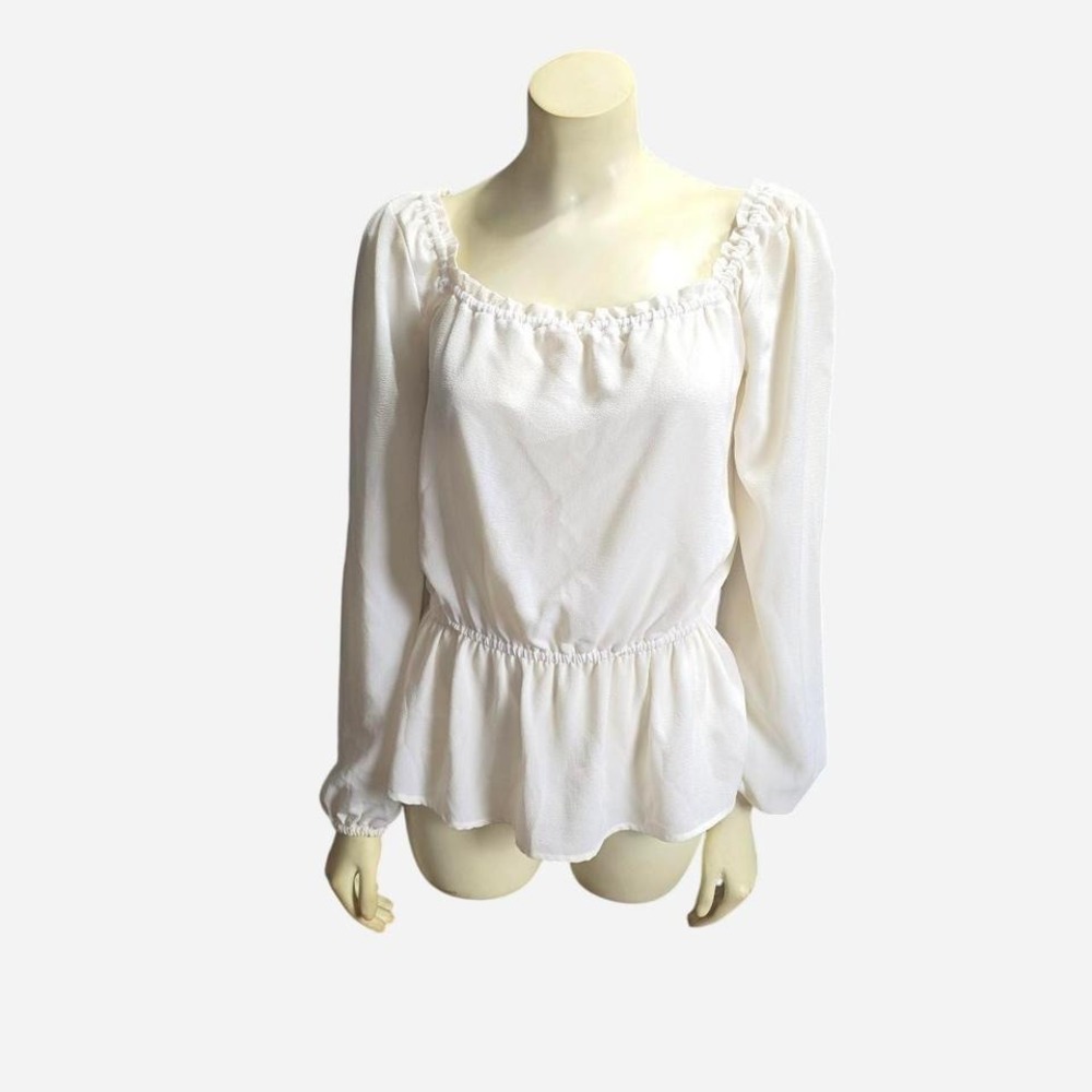 MICHAEL Michael Kors ‎ Peplum Blouse Women's Size S Long Sleeve Square Neck Top